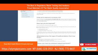 Lead Testing of Drinking Water - Health Effects Of Arsenic And Lead