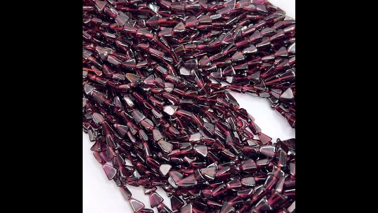 Garnet Gemstone Beads Strand 7x5 mm Triangle Smooth Cut VVS Clarity Burgundy Color Birthstone
