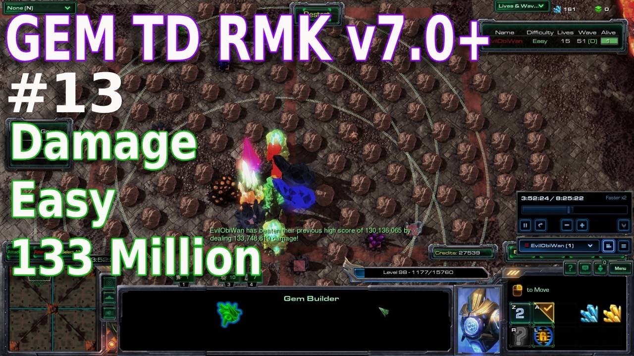StarCraft II Gem TD RMK 13 Damage Easy 133 Million [Replay] YouTube