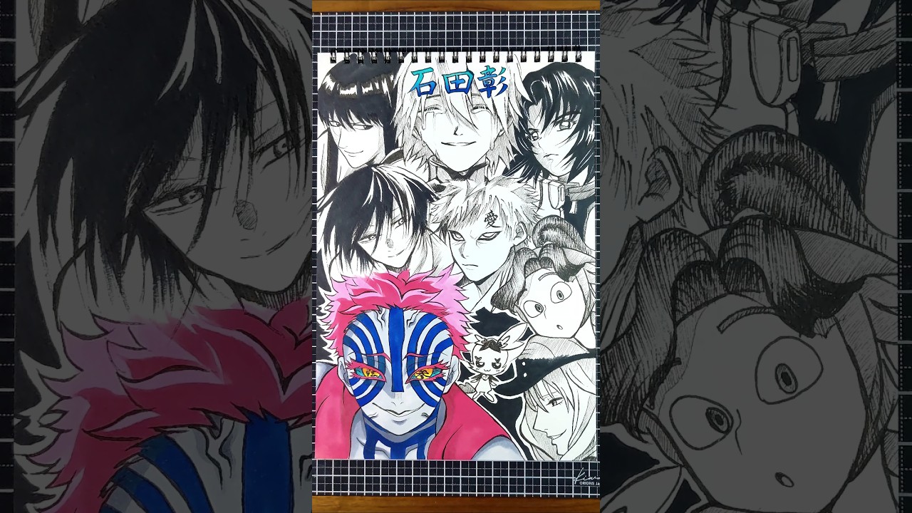I drew 9 characters played by CV: Akira Ishida in one go