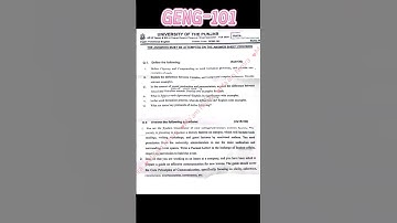 Functional English | GENG-101 | past paper 2024 by Punjab university final exam