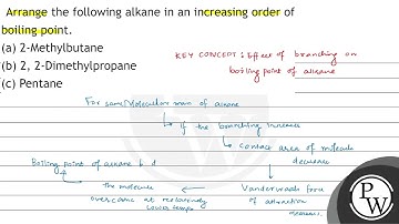 Arrange the following alkane in an increasing order of boiling point. (a) 2-Methylbutane (b) 2, ...