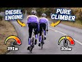 Climber vs time triallist in a mountain gran fondo