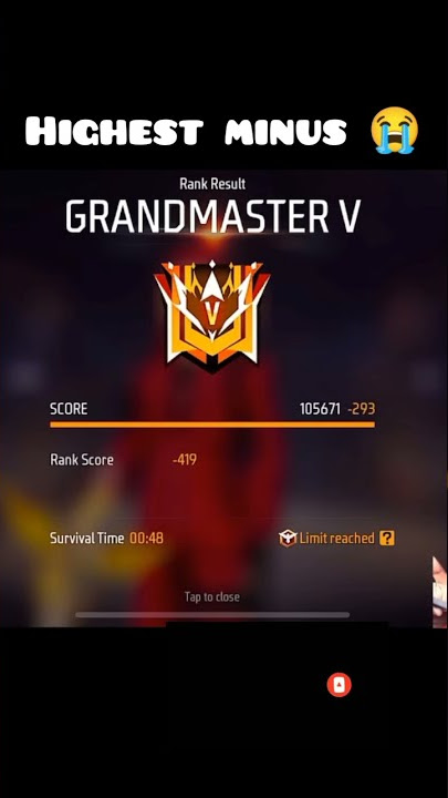 free fire highest minus in Grandmaster one match 😭😭😭 100000 score🔥😍#shorts #viral #new#grandmaster