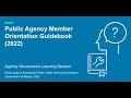 Public agency member orientation guidebook learning session