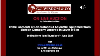 G J Wisdom & Co - On-Line Auction of Laboratories & Scientific Equipment at Biotech Company in Wales