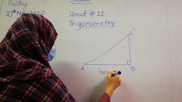 Trigonometry  Unit # 11 Ex # 11.1  Part(1) Class 8