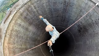 Highline on 153m Chimney in Oradea