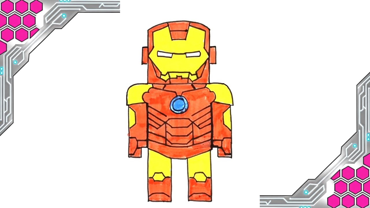 How to Draw Iron Man Using Simple Shapes 🤖✨ | Geometrik Şekillerle Kolay Iron Man Çizimi 🎨🟥🟨