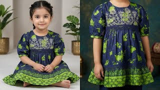 How To make Leftover Pieces Baby frock cutting and stitching tutorial