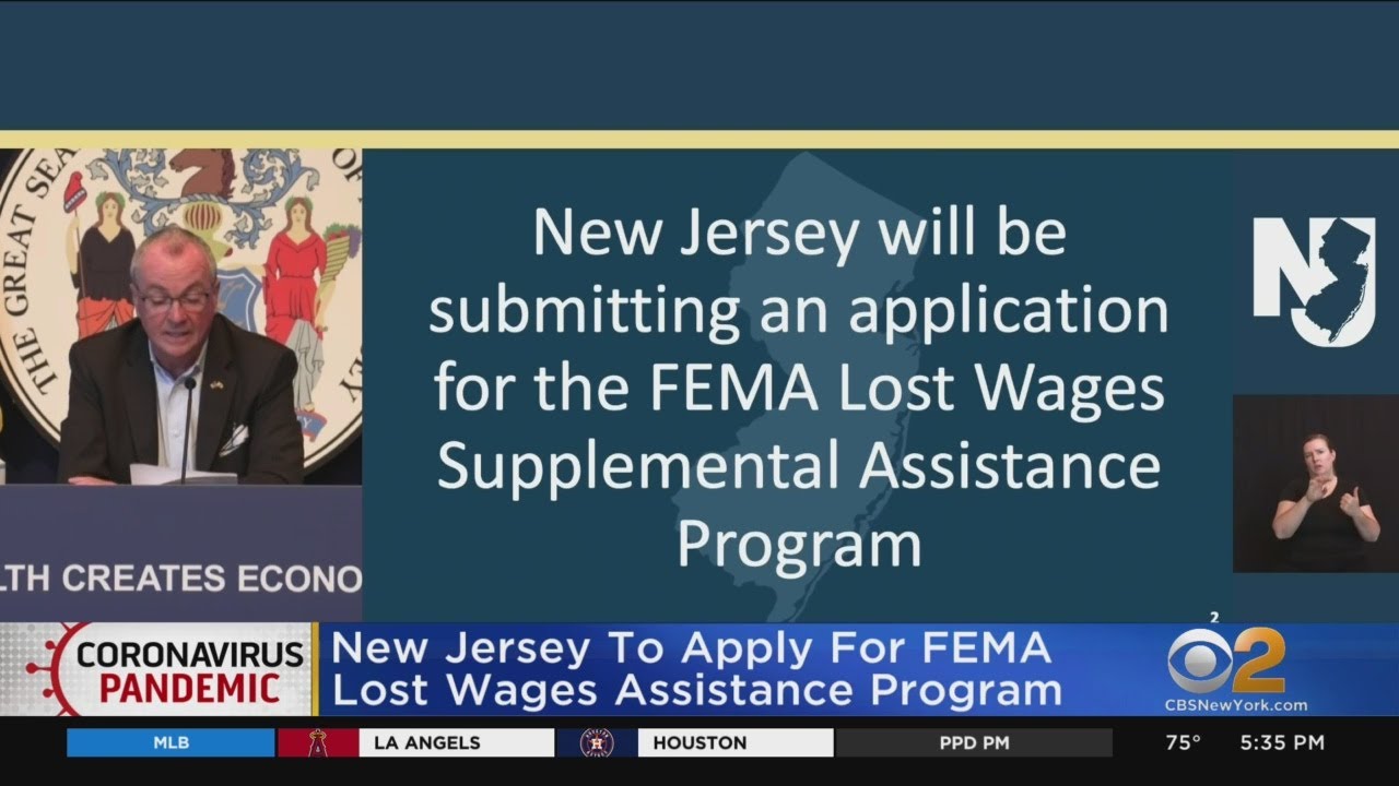 New Jersey To Apply For FEMA Lost Wages Assistance Program - YouTube