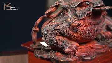 Tượng Gỗ: Cụ Cóc Thiềm Thừ - Gỗ Trắc Đỏ Đen | Đồ Gỗ Mạnh Sơn