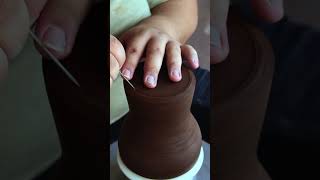 Trimming a Vase  #pottery