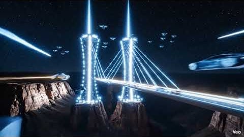 Futuristic Bridge Built by Drones | AI-Generated Time-Lapse (Created by Veo)