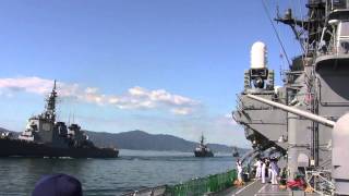 【自衛隊】平成23年度 呉地方隊展示訓練 in 大阪湾（あさかぜ、きりしま通過に空砲発射）