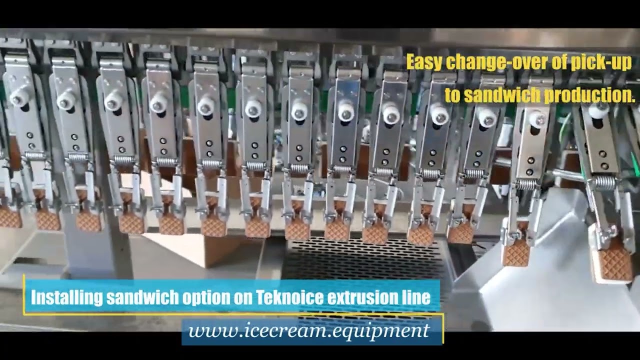 Installation of ice cream sandwich on Teknoice extrusion line