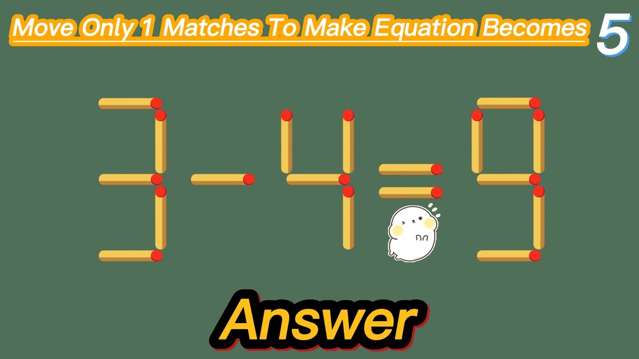 Move One Matchs Match stick Puzzles | Move 1 Matches To Get The Correct Equality - YouTube