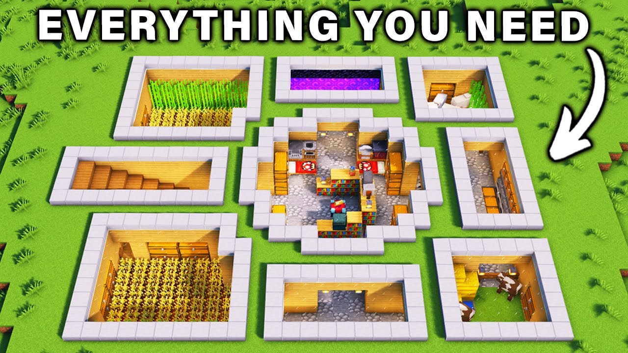 ⛏️ Minecraft : ULTIMATE Underground House 🏡 [ Build Tutorial for ...