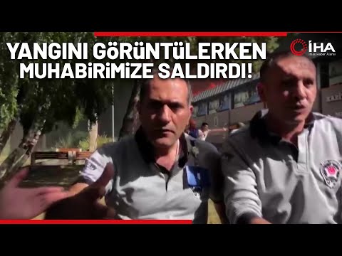 Yangını Görüntüleyen İHA Muhabirine Özel Güvenlik Saldırdı!