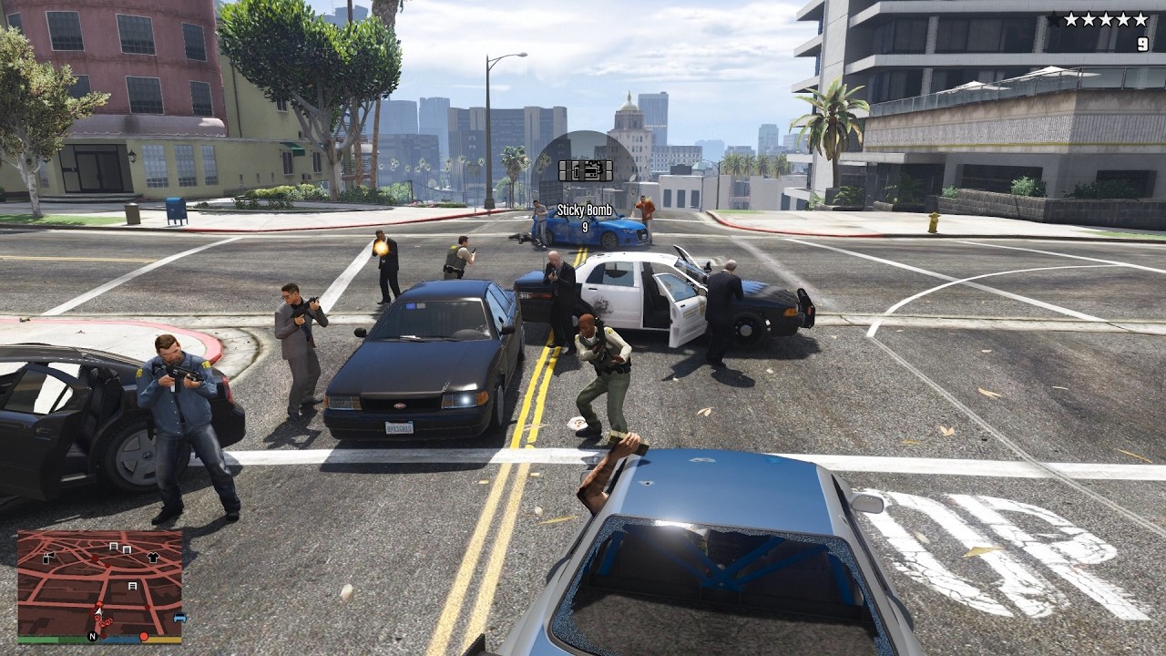 GTA V - Shootout with armenian mob and cops + 10 Star cop chase Escape ...