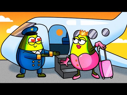 I Am So Afraid To Fly... || Avocado's first flight Story || Avocadoo Cartoons