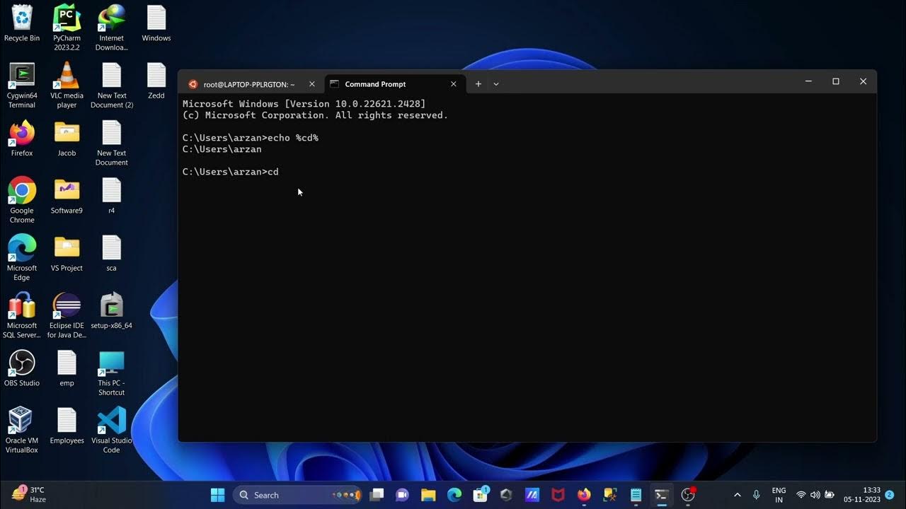 What is pwd equivalent in windows youtube