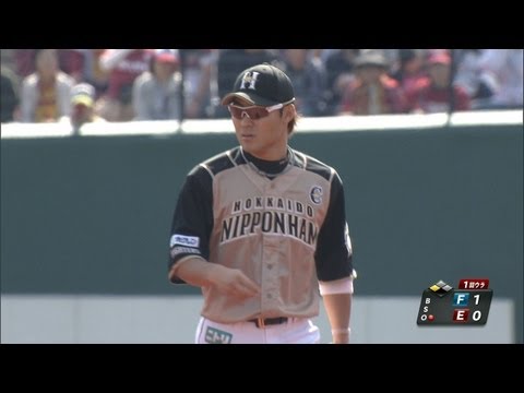 【好プレー】田中賢介、一杯に伸びてダイビング 4月28日 楽天-日本ハム