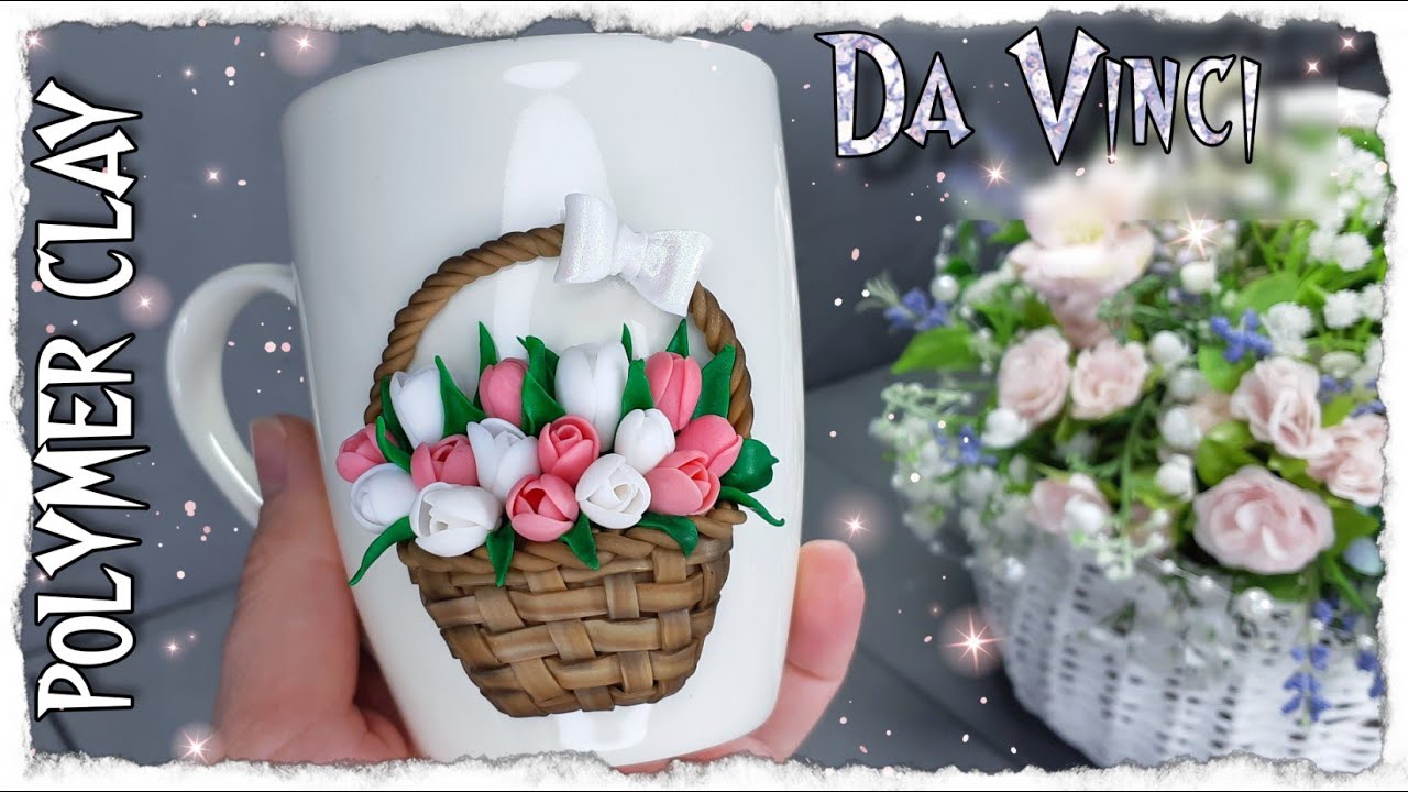 Тюльпаны из полимерной глины |как слепить  тюльпаны | чашка с цветами