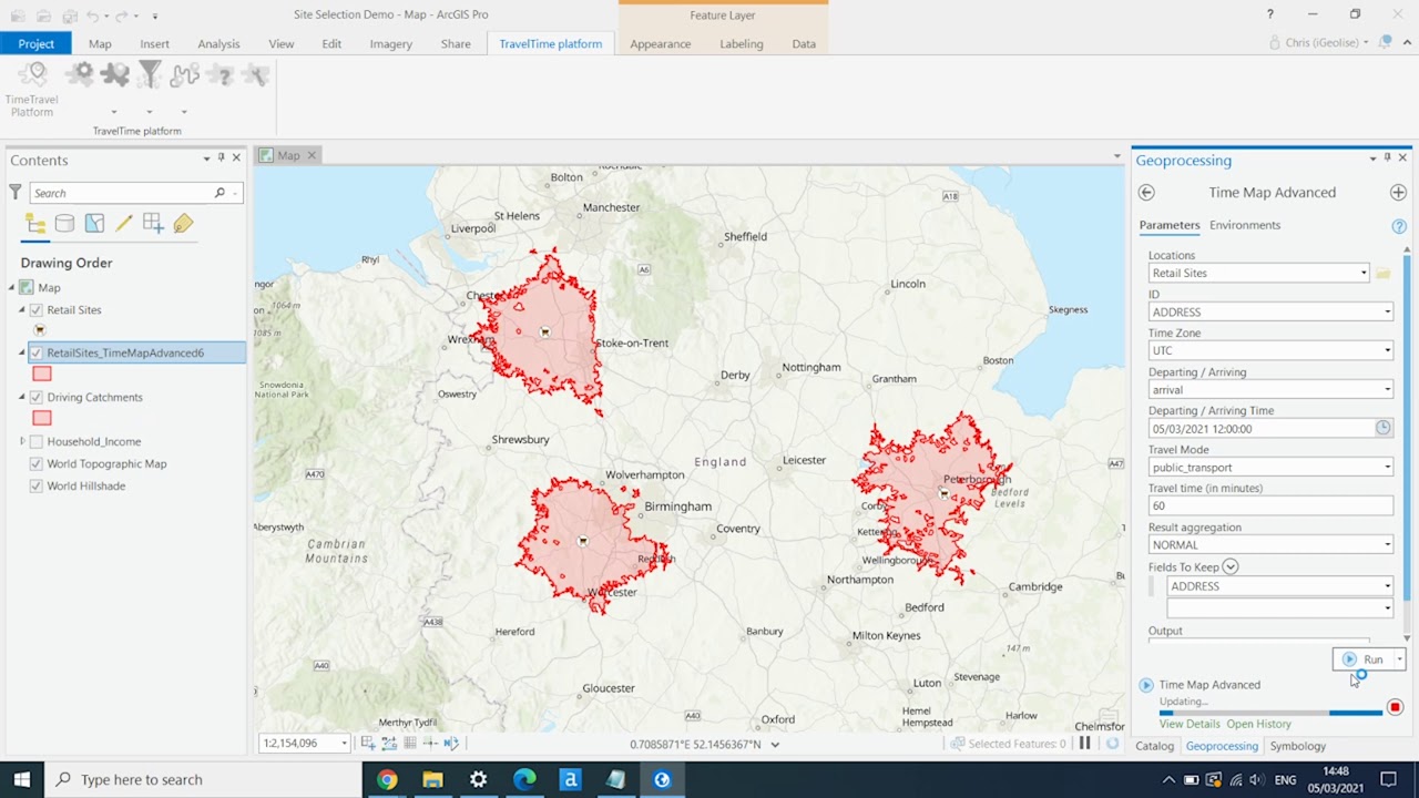 Running A Site Selection Analysis To Find The Right Retail Location Traveltime Arcgis Youtube
