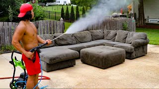 POWER WASHING A COUCH!!