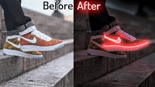 Photoshop Manipulation - Glowing Nike Air Force 1 | Creative Photo Manipulation screenshot 5