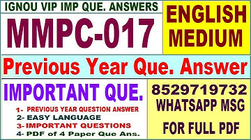 MMPC 017 Previous Year Question Paper in English | mmpc 017 important questions with answer