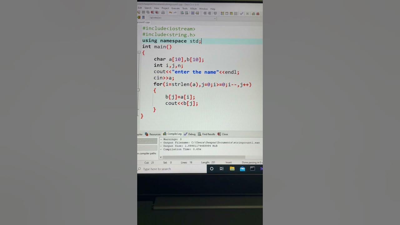 string reverse with out strrev() - YouTube