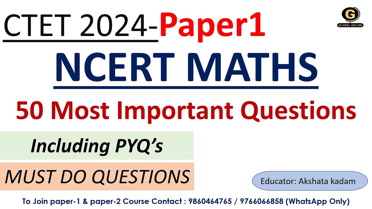 50 Most Important Questions Ctet Maths Paper 1 | Ctet Maths 2024 paper ...