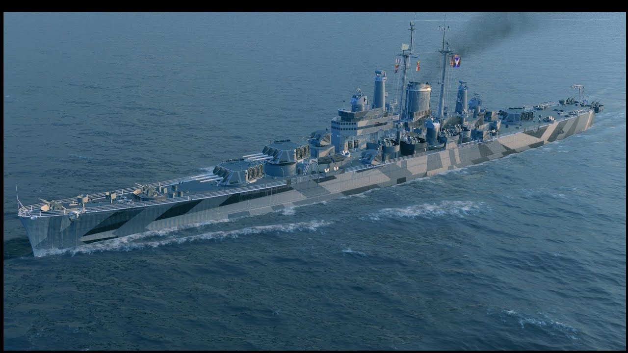 World of Warships Des Moines Tier X American Cruiser Overview YouTube