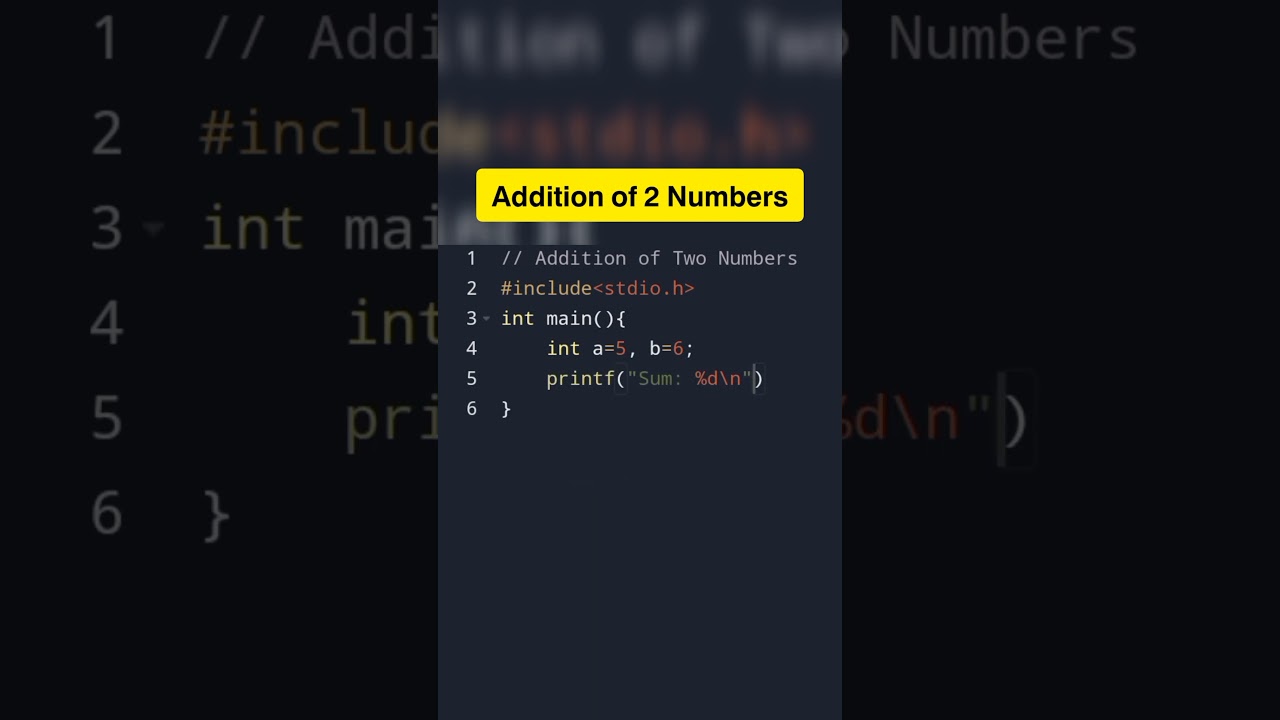 Addition of 2 Numbers in C | #shorts #c