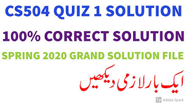 CS504 Quiz 1 Solution Spring 2020 CS504 Solved MCQs by Tech Solo Soft