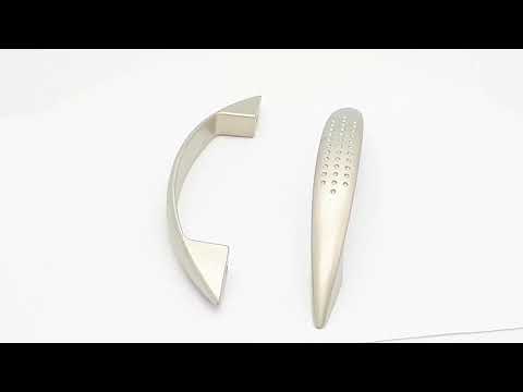 Металева полірована ручка-скоба з перфорованою плоскою поверхнею96mm "SIVRI NOKTALI" Сатин, видео 1