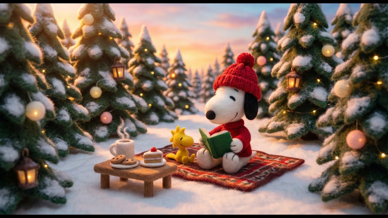 🎄 Snoopy Cozy Winter Evening 🎧 Calm Lofi Music for Study, Work & Relax 🌙 Peaceful Winter Ambience