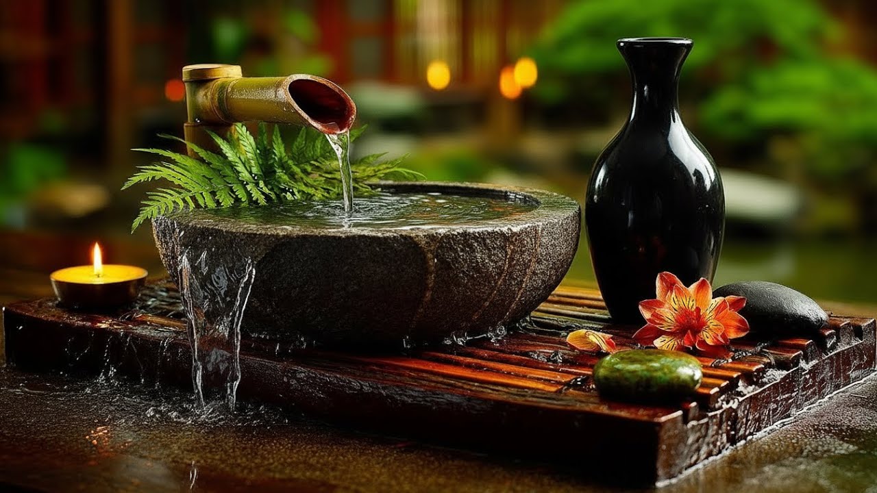Mind Healing 🌿 Bamboo Water Sounds & Relaxing Music, Anxiety Relief