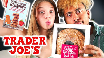 TRADER JOES | PEANUT BUTTER BLONDIES AND RASPBERRY WHITE CHOCOLATE BUNDT CAKE