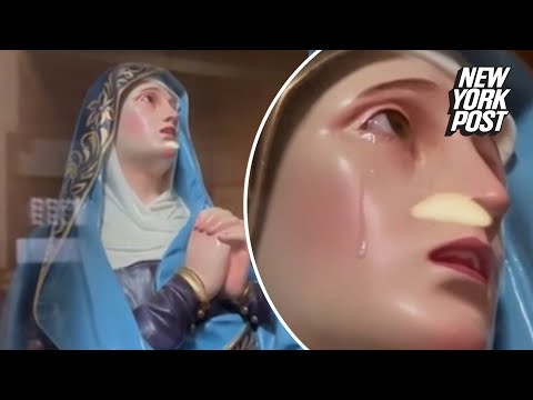 ‘Crying’ Virgin Mary statue with tears ‘flowing’ down her cheeks stuns churchgoers