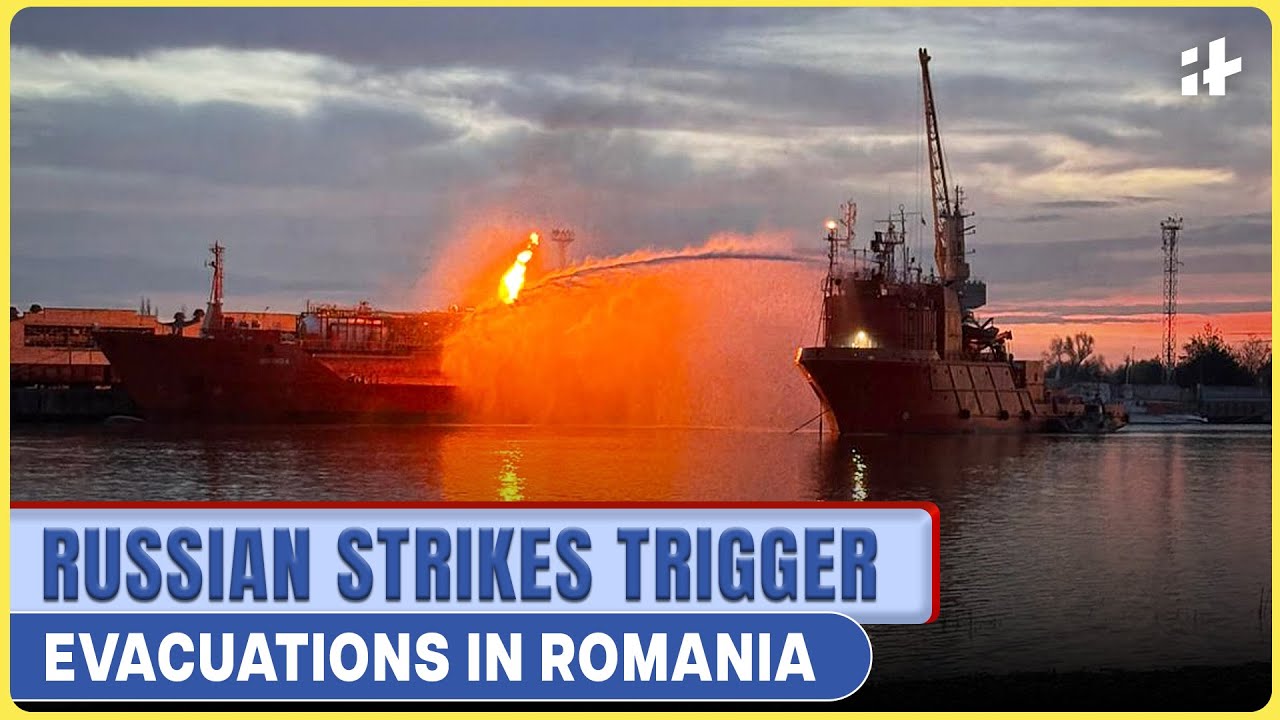 Russian drone strike near Romania sparks panic as tanker erupts in flames