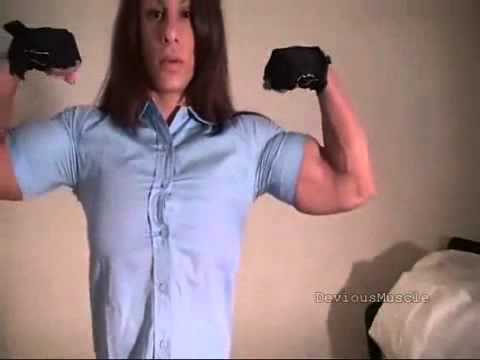 Bicep Flexing Woman Female Muscle Goddesses Posing