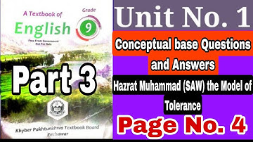 Hazrat Muhammad (SAW) the Model of Tolerance Conceptual base Questions and Answers