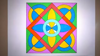 Details Geometric Square Design for Beginners | Super Easy Geometric Design Drawing | Geometric Design Update