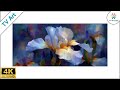 Blue Iris Bloom TV Art | Abstract Expressionist Floral for Frame TV Screensaver | 10 Hours