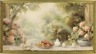 Floral Garden Tea Party | Gold Framed Oil Painting | Art Screensaver for TV screenshot 5