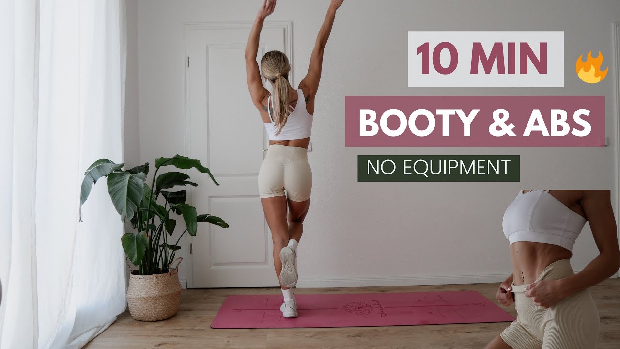 10 MIN ABS & BOOTY BURN Workout - No Equipment, little Jumps - YouTube