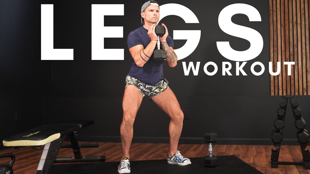 LEG WORKOUT with DUMBBELLS at HOME (Quads, Hamstrings, Glutes & Calves ...